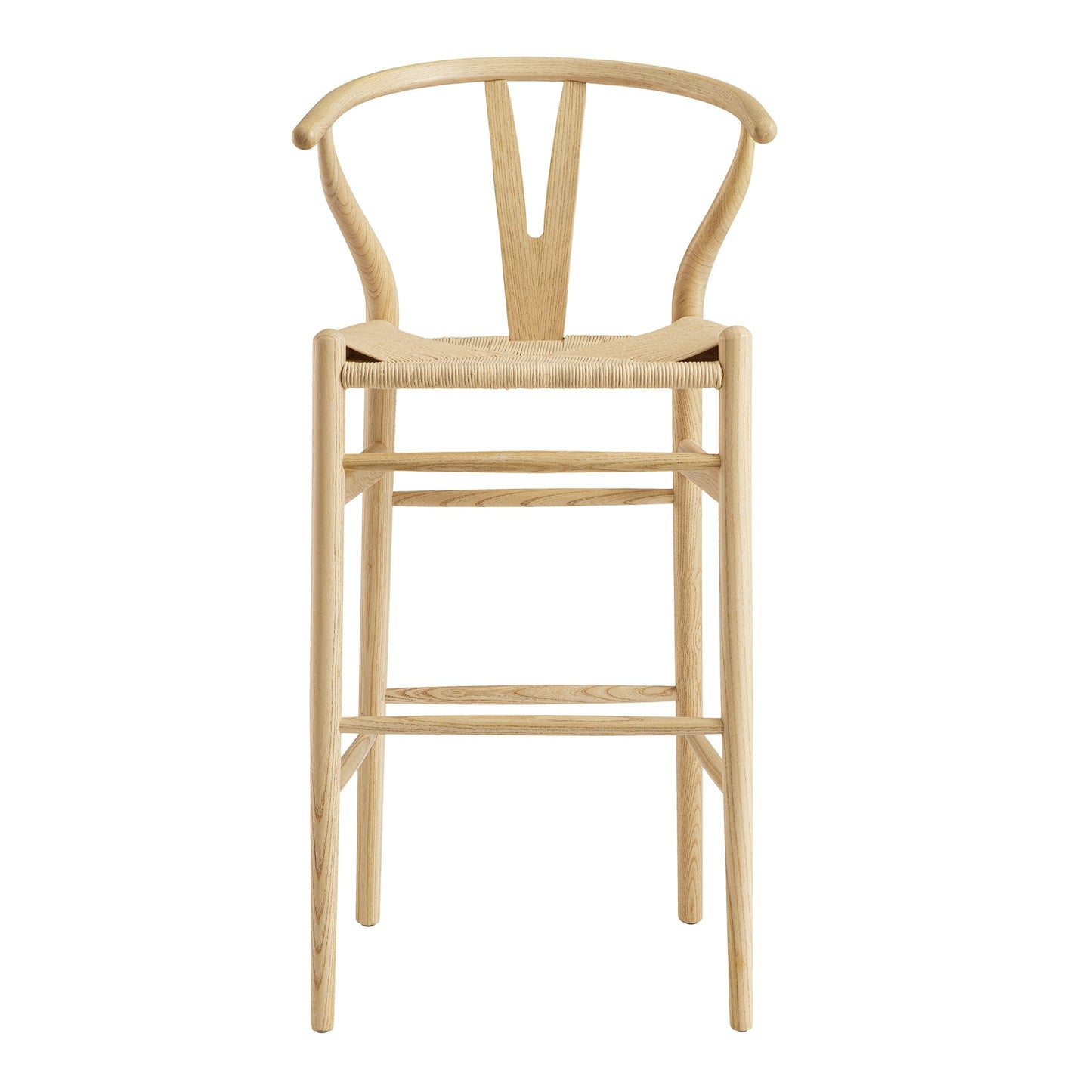 Tabouret de bar Hansel en bois tressé naturel, cadre naturel