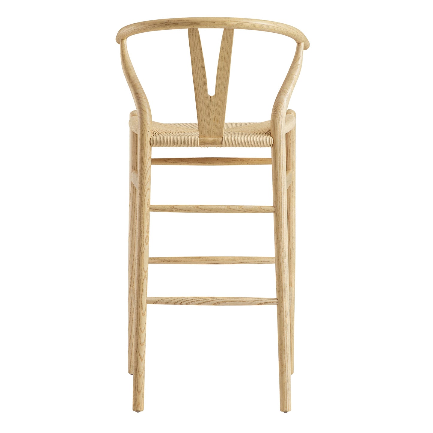 Tabouret de bar Hansel en bois tressé naturel, cadre naturel
