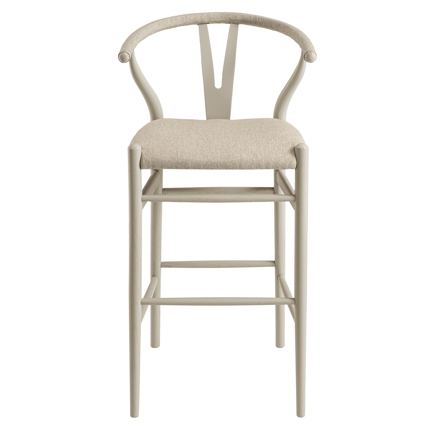 Tabouret de bar Hansel, cadre taupe avec assise en tissu avoine
