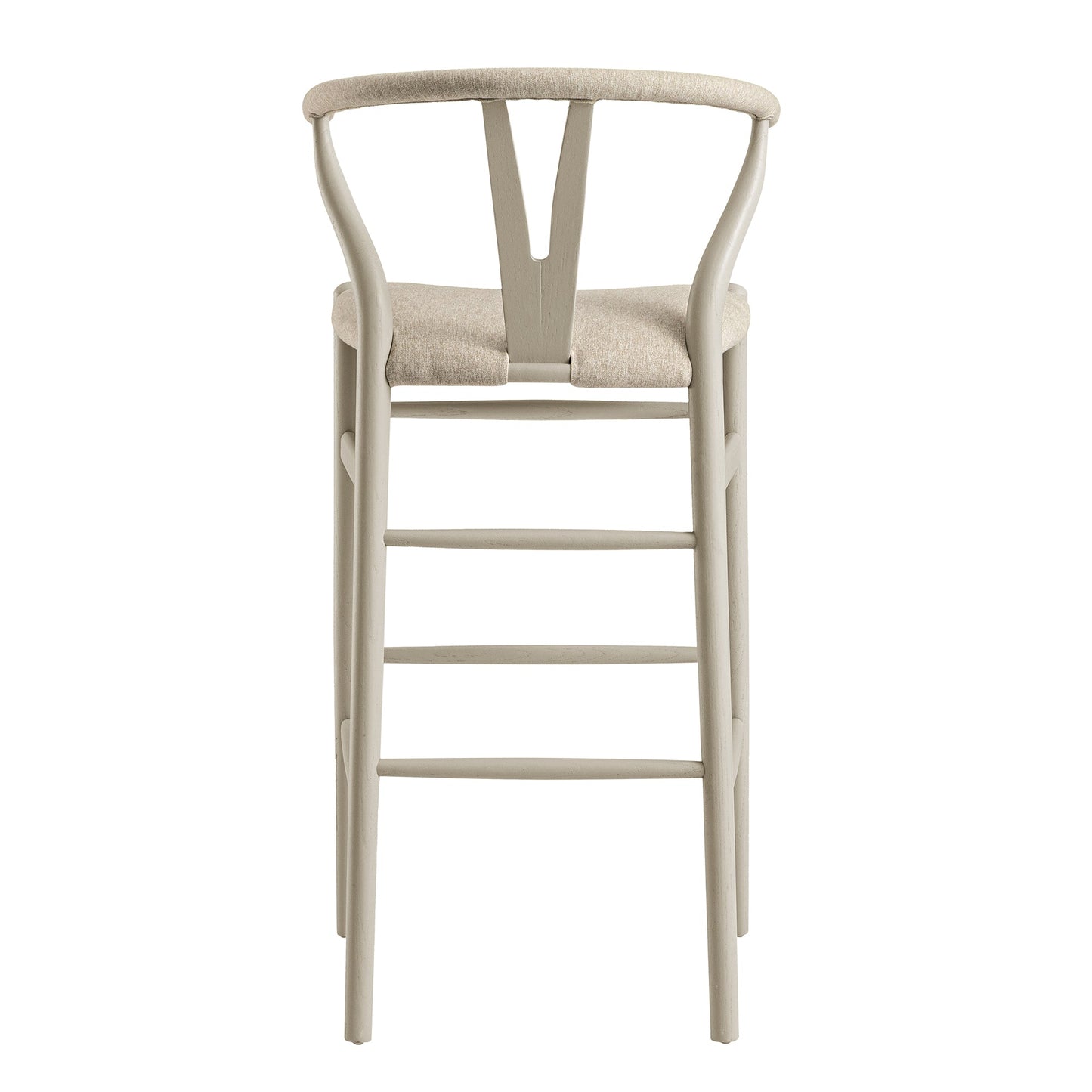 Tabouret de bar Hansel, cadre taupe avec assise en tissu avoine