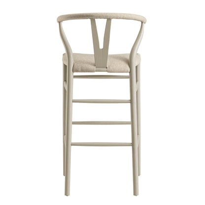 Tabouret de bar Hansel, cadre taupe avec assise en tissu avoine