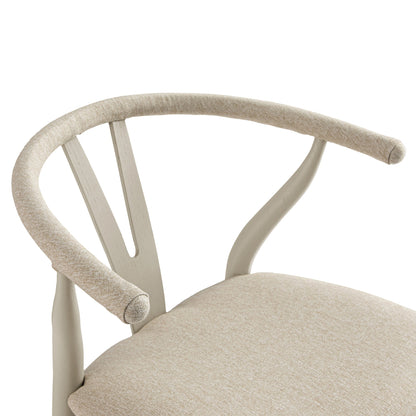 Tabouret de bar Hansel, cadre taupe avec assise en tissu avoine