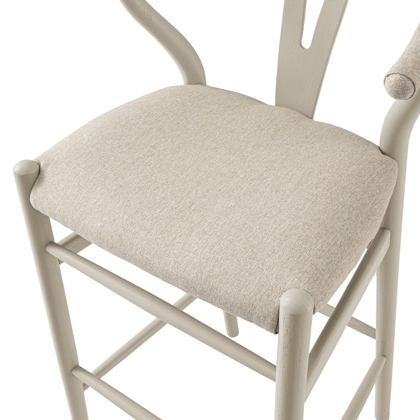 Tabouret de bar Hansel, cadre taupe avec assise en tissu avoine
