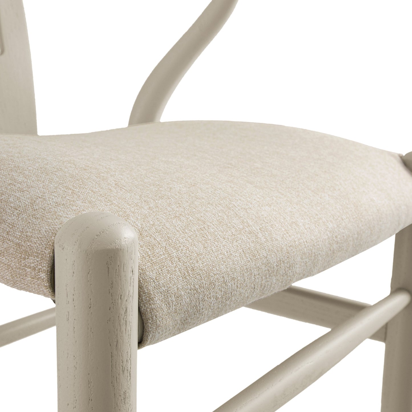 Tabouret de bar Hansel, cadre taupe avec assise en tissu avoine