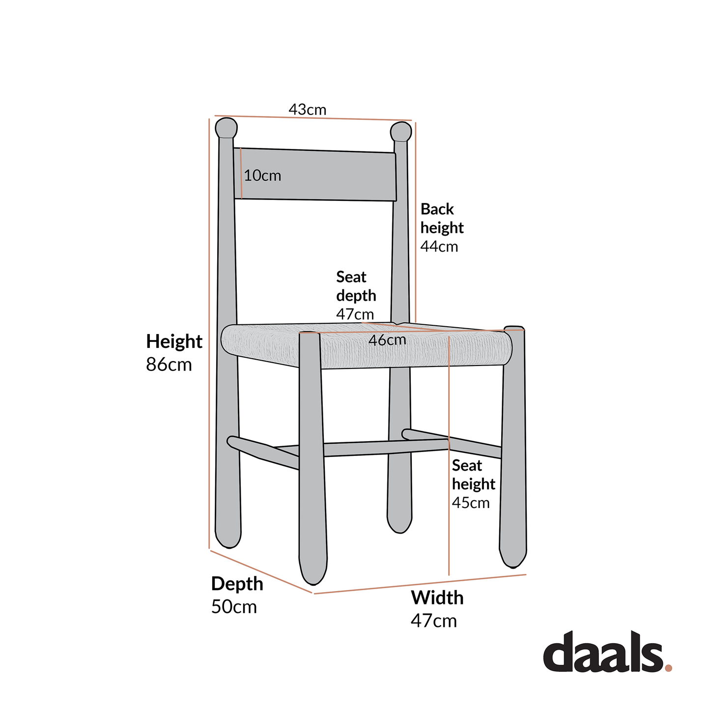 Chaise de salle à manger Tama, jonc de mer tressé | Structure en chêne naturel