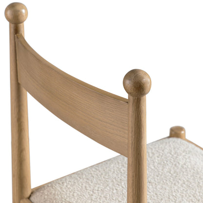 Chaise de salle à manger Tama, boucle taupe clair | Structure en chêne naturel