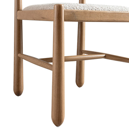 Chaise de salle à manger Tama, boucle taupe clair | Structure en chêne naturel