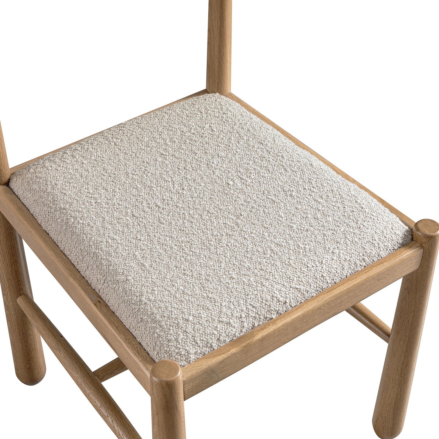 Chaise de salle à manger Tama, boucle taupe clair | Structure en chêne naturel