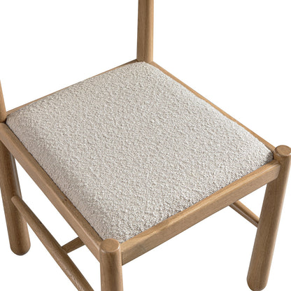 Chaise de salle à manger Tama, boucle taupe clair | Structure en chêne naturel