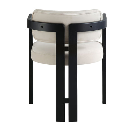 Chaise rembourrée Stanford à cadre courbé en chêne, velours champagne noir