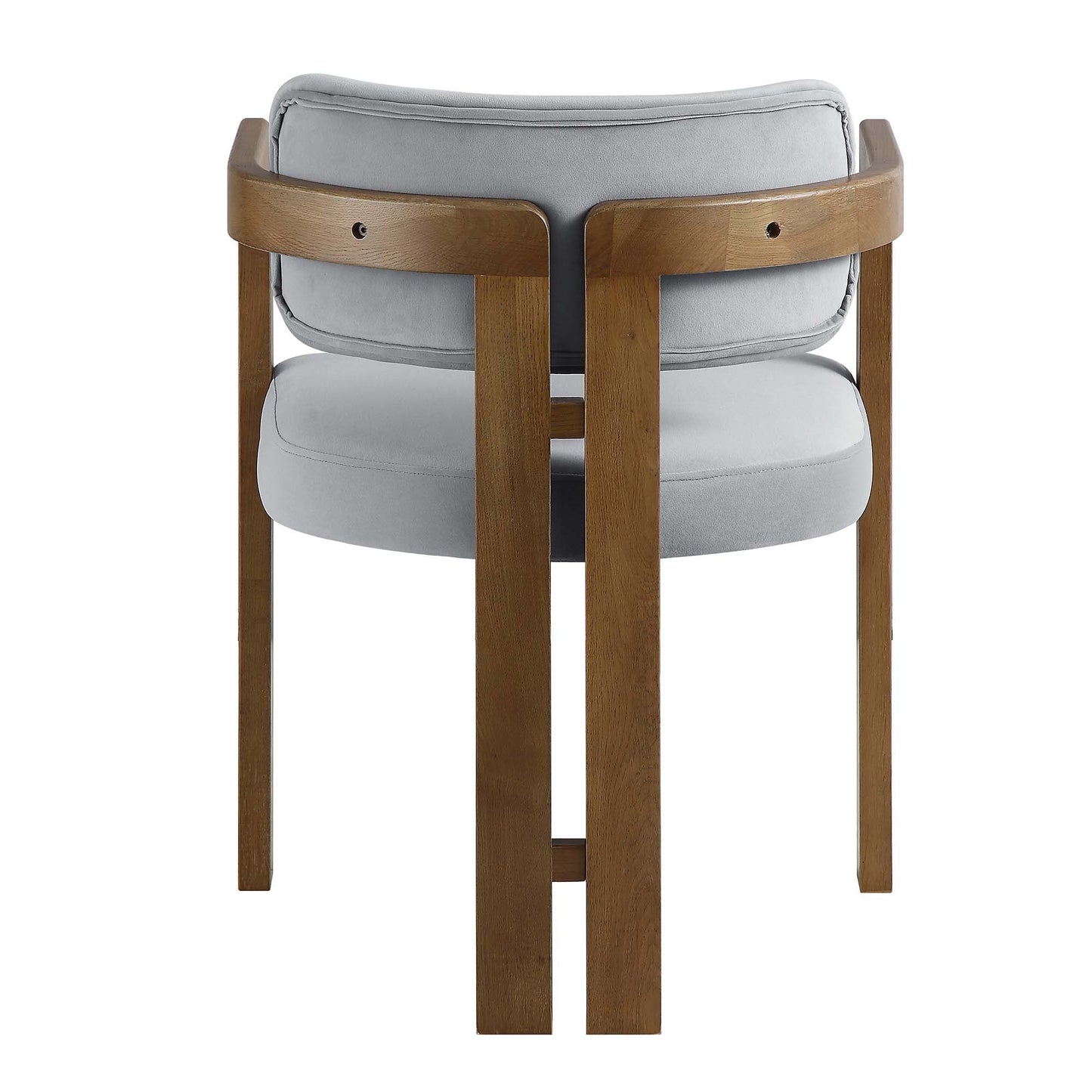 Chaise Stanford courbée en bois de noyer avec cadre en velours gris