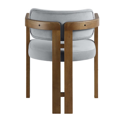 Chaise Stanford courbée en bois de noyer avec cadre en velours gris