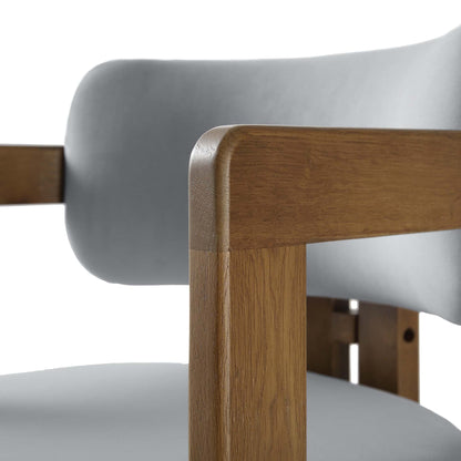 Chaise Stanford courbée en bois de noyer avec cadre en velours gris