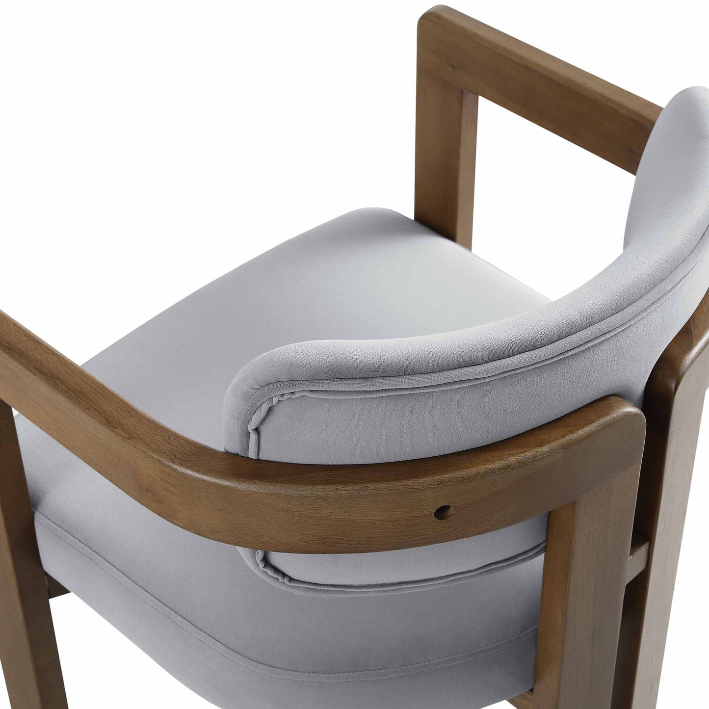 Chaise Stanford courbée en bois de noyer avec cadre en velours gris