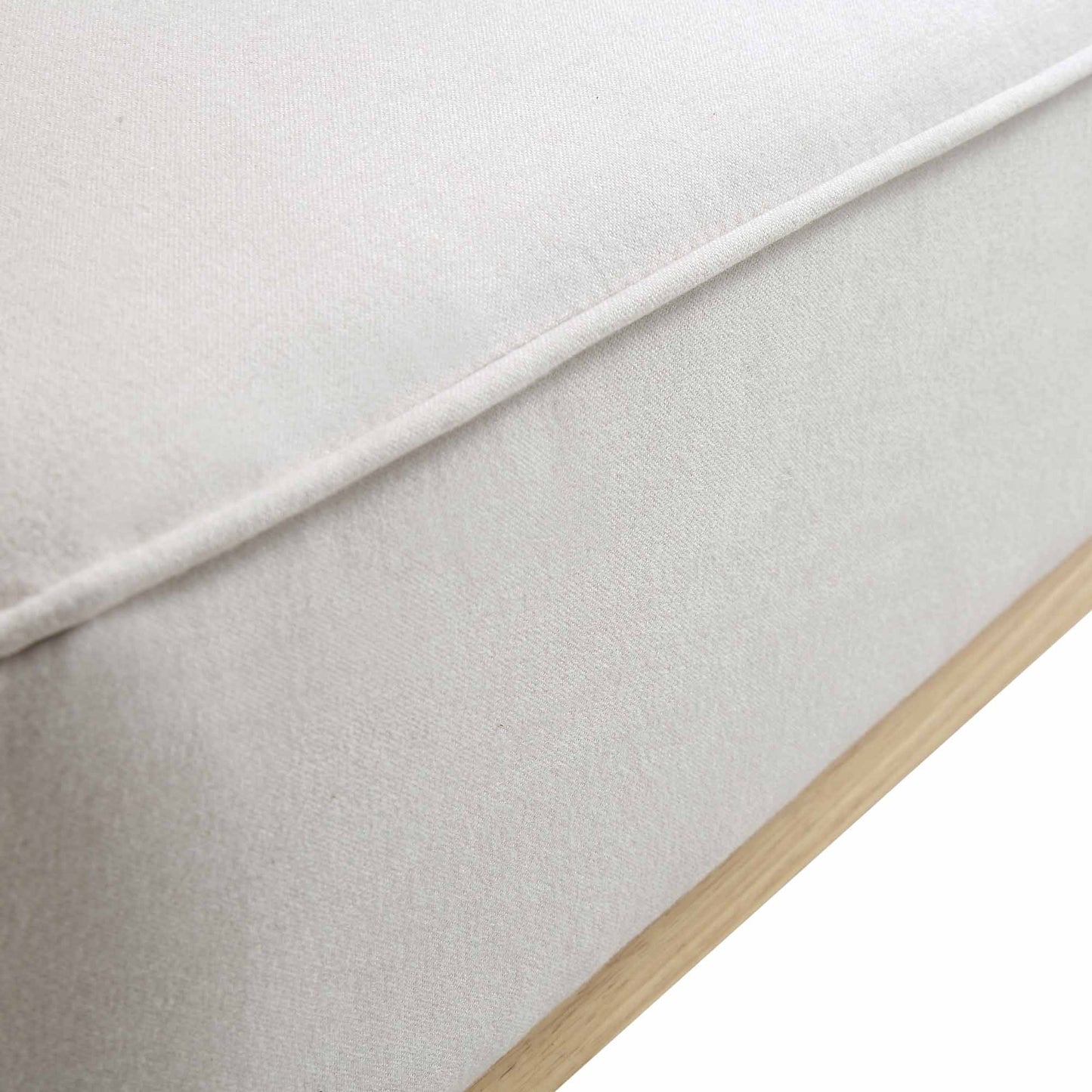 Canapé-lit Pienza en rotin, tissu beige tissé avec cadre en chêne massif naturel