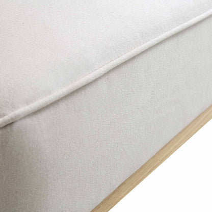 Canapé-lit Pienza en rotin, tissu beige tissé avec cadre en chêne massif naturel