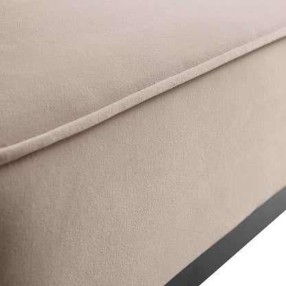 Canapé-lit Pienza en rotin, velours taupe avec cadre en bois massif noir