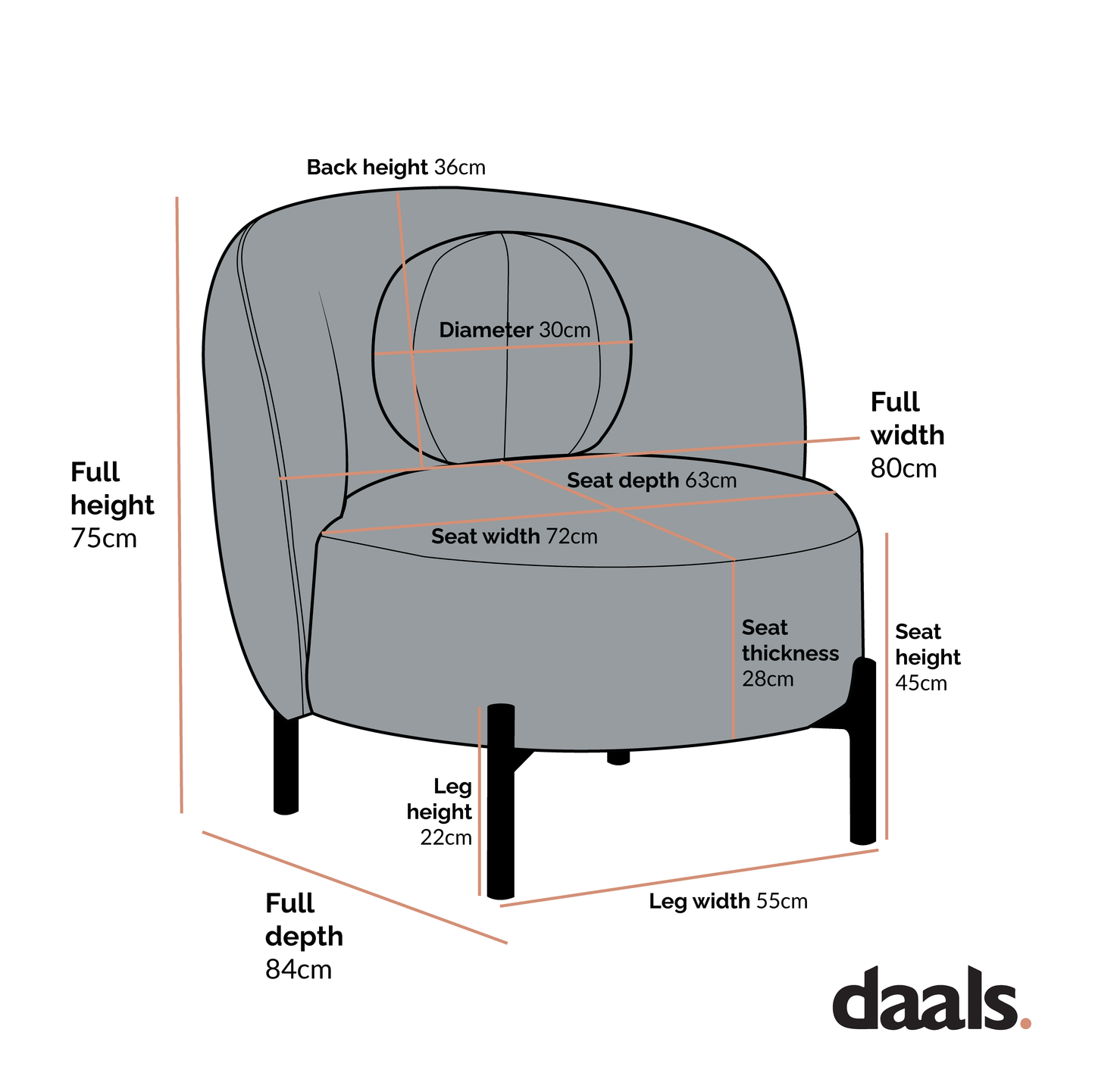 Fauteuil Amboise avec coussin boule, boucle gris brume