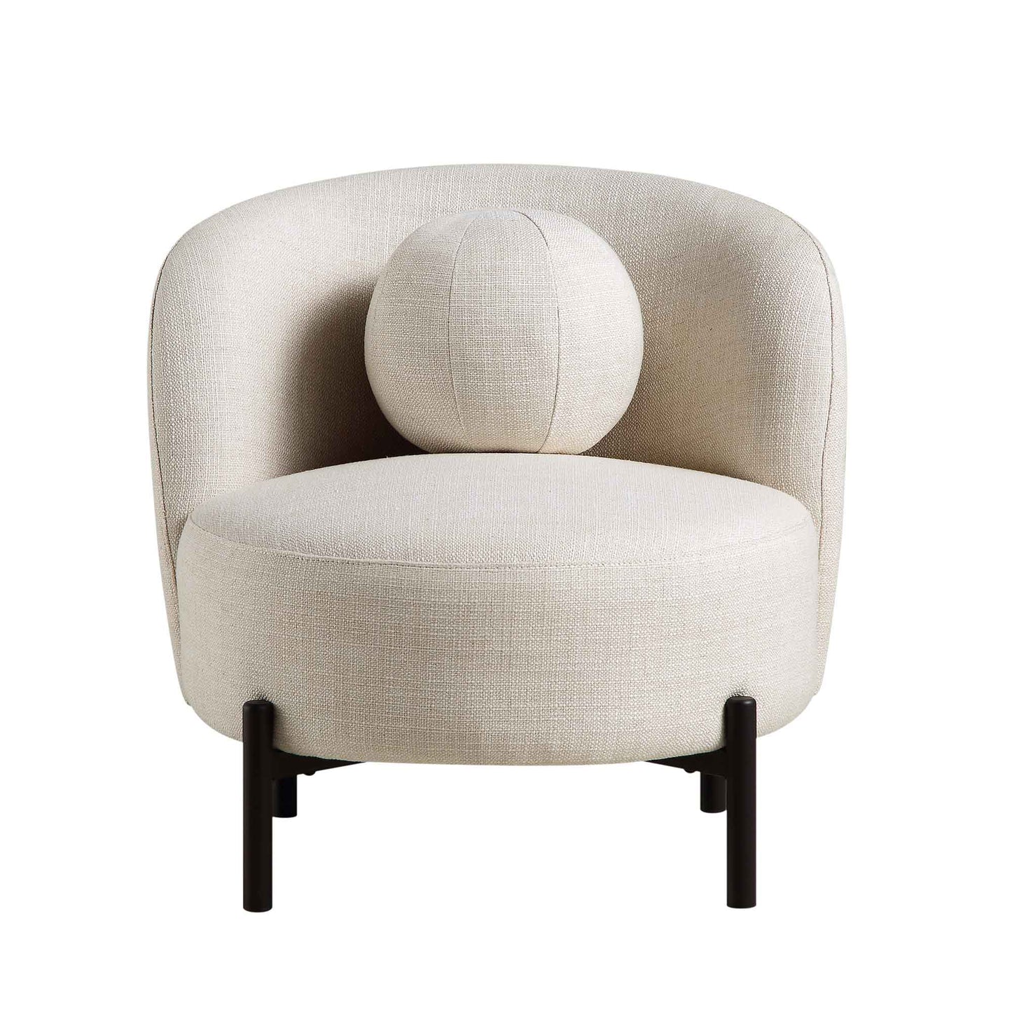 Fauteuil Amboise avec coussin boule, mélange de lin beige