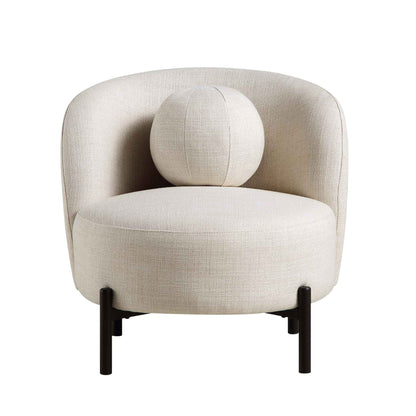 Fauteuil Amboise avec coussin boule, mélange de lin beige