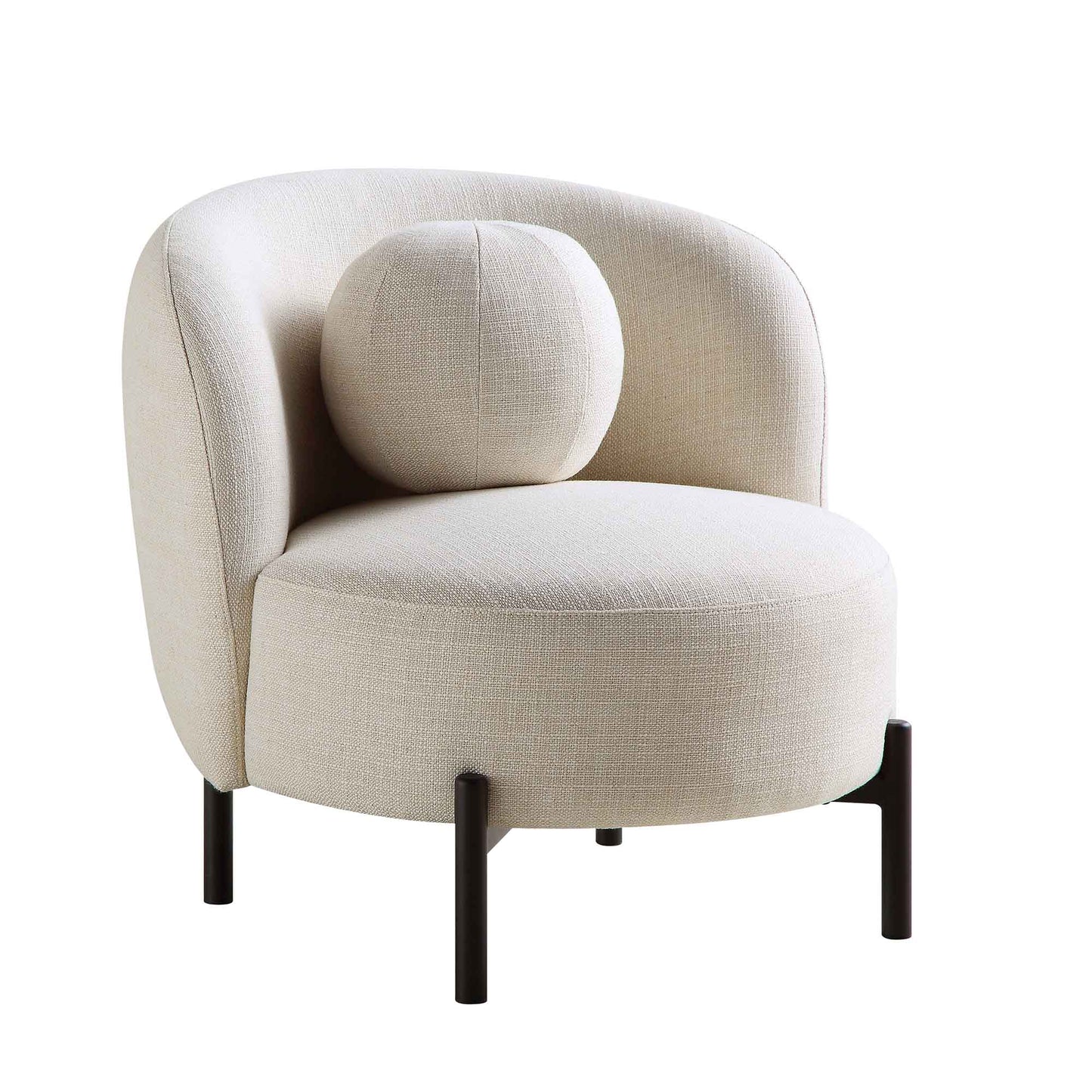 Fauteuil Amboise avec coussin boule, mélange de lin beige