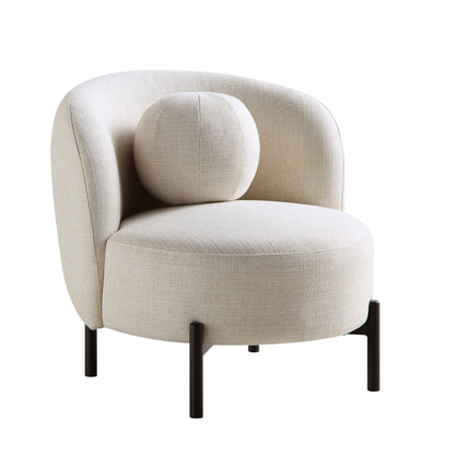 Fauteuil Amboise avec coussin boule, mélange de lin beige