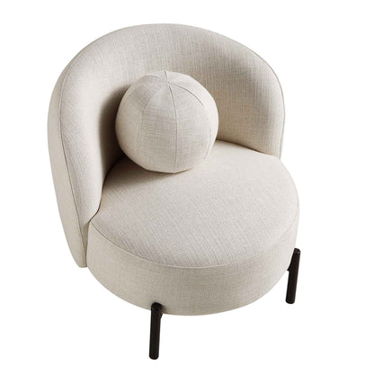 Fauteuil Amboise avec coussin boule, mélange de lin beige