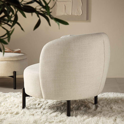 Fauteuil Amboise avec coussin boule, mélange de lin beige