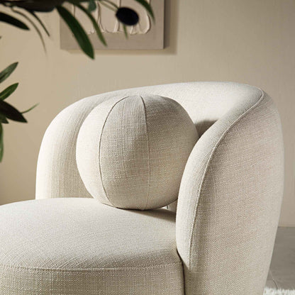 Fauteuil Amboise avec coussin boule, mélange de lin beige