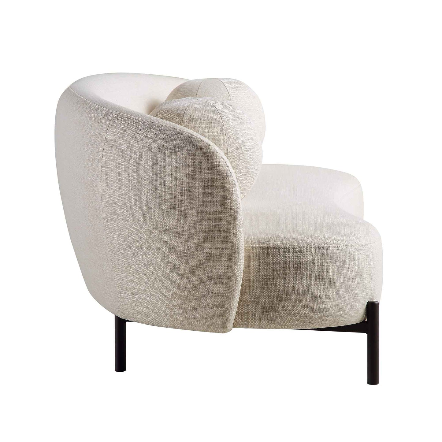 Canapé Amboise 3 places incurvé avec coussins boules, mélange de lin beige