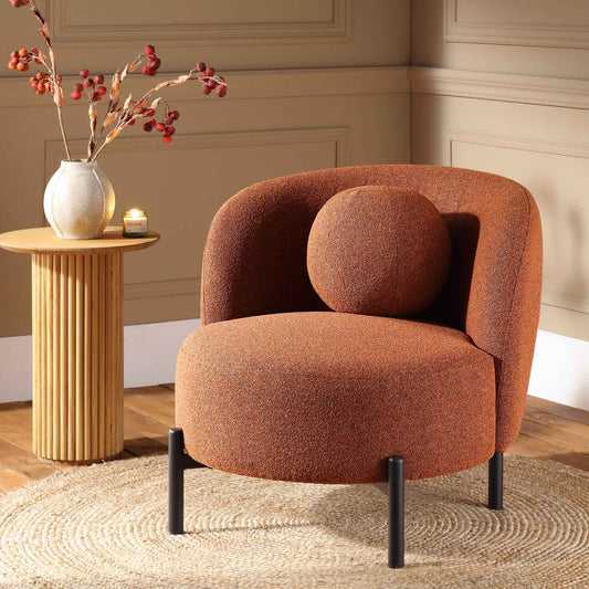 Fauteuil Amboise avec coussin boule, boucle brique