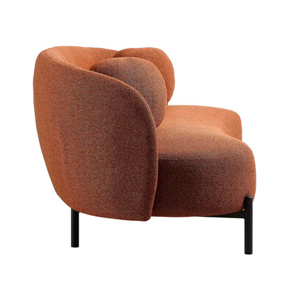 Canapé Amboise 3 places incurvé avec coussins boules, motif brique bouclé