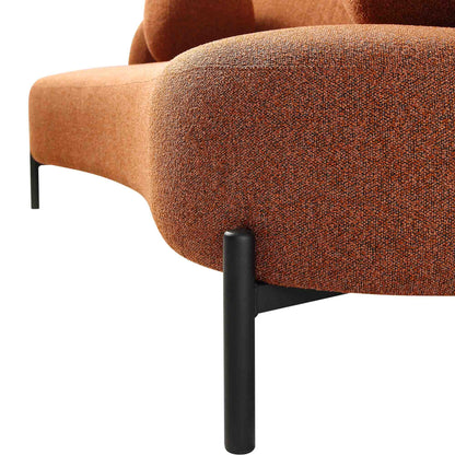 Canapé Amboise 3 places incurvé avec coussins boules, motif brique bouclé