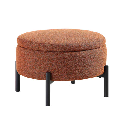 Pouf de rangement rond Amboise, boucle brique