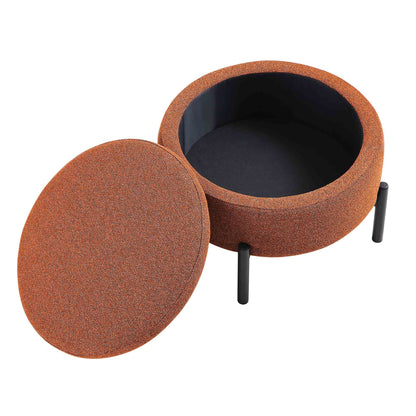 Pouf de rangement rond Amboise, boucle brique