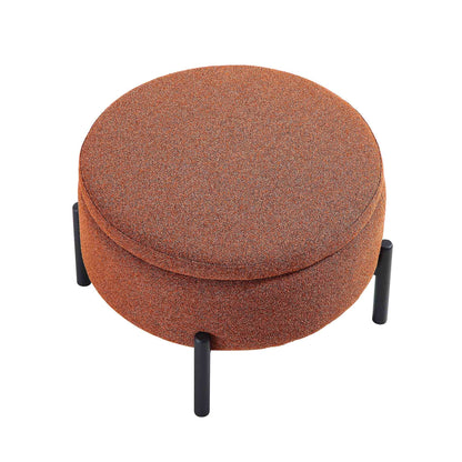Pouf de rangement rond Amboise, boucle brique