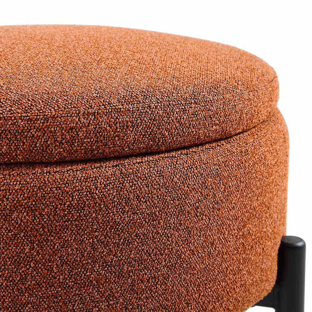 Pouf de rangement rond Amboise, boucle brique