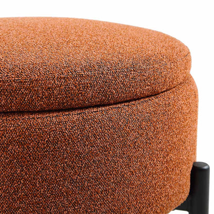 Pouf de rangement rond Amboise, boucle brique