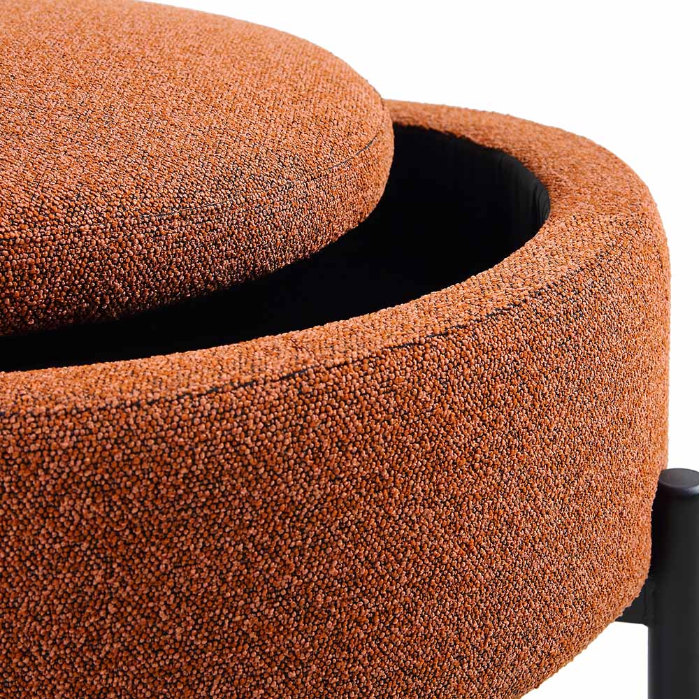 Pouf de rangement rond Amboise, boucle brique