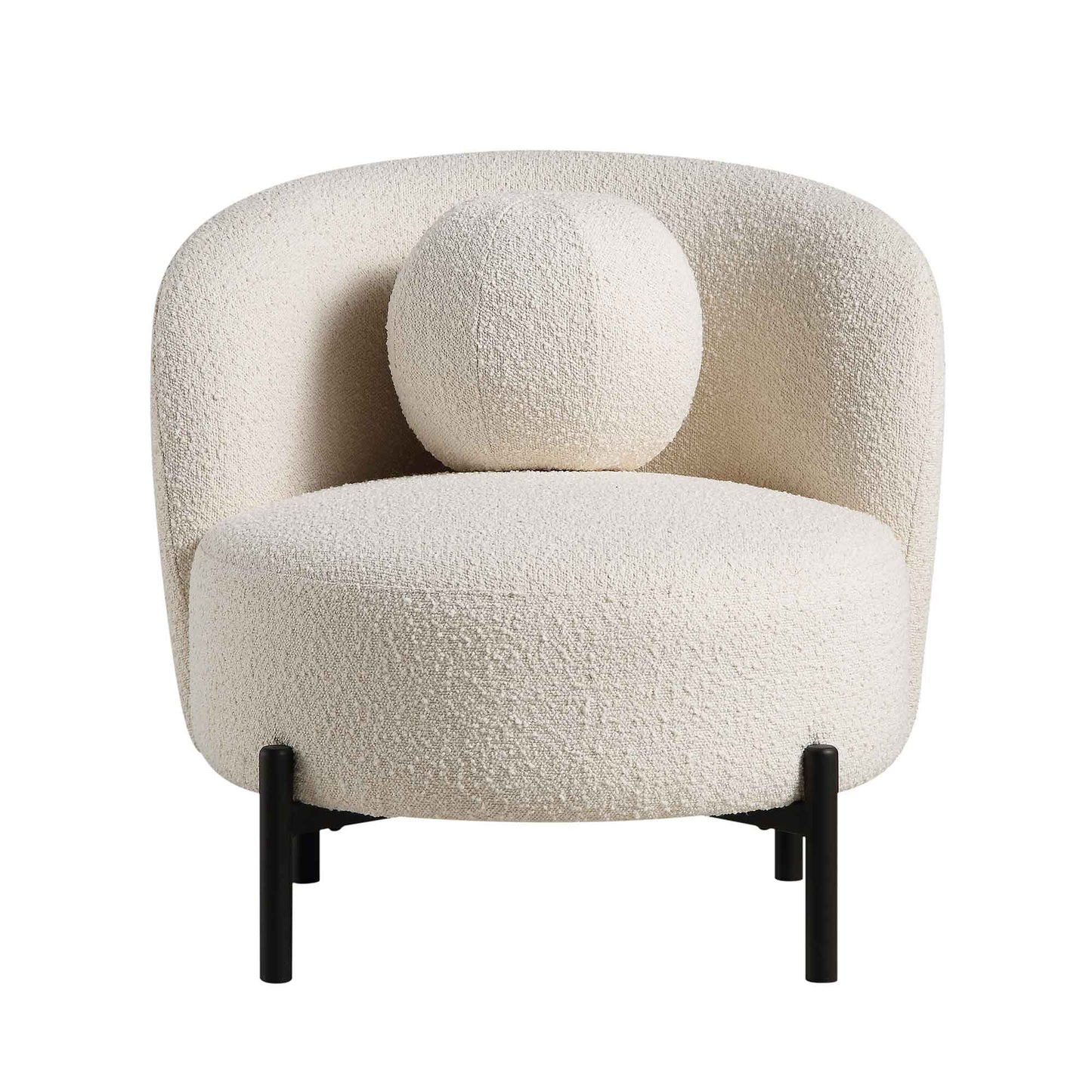 Fauteuil Amboise avec coussin boule, boucle écrue
