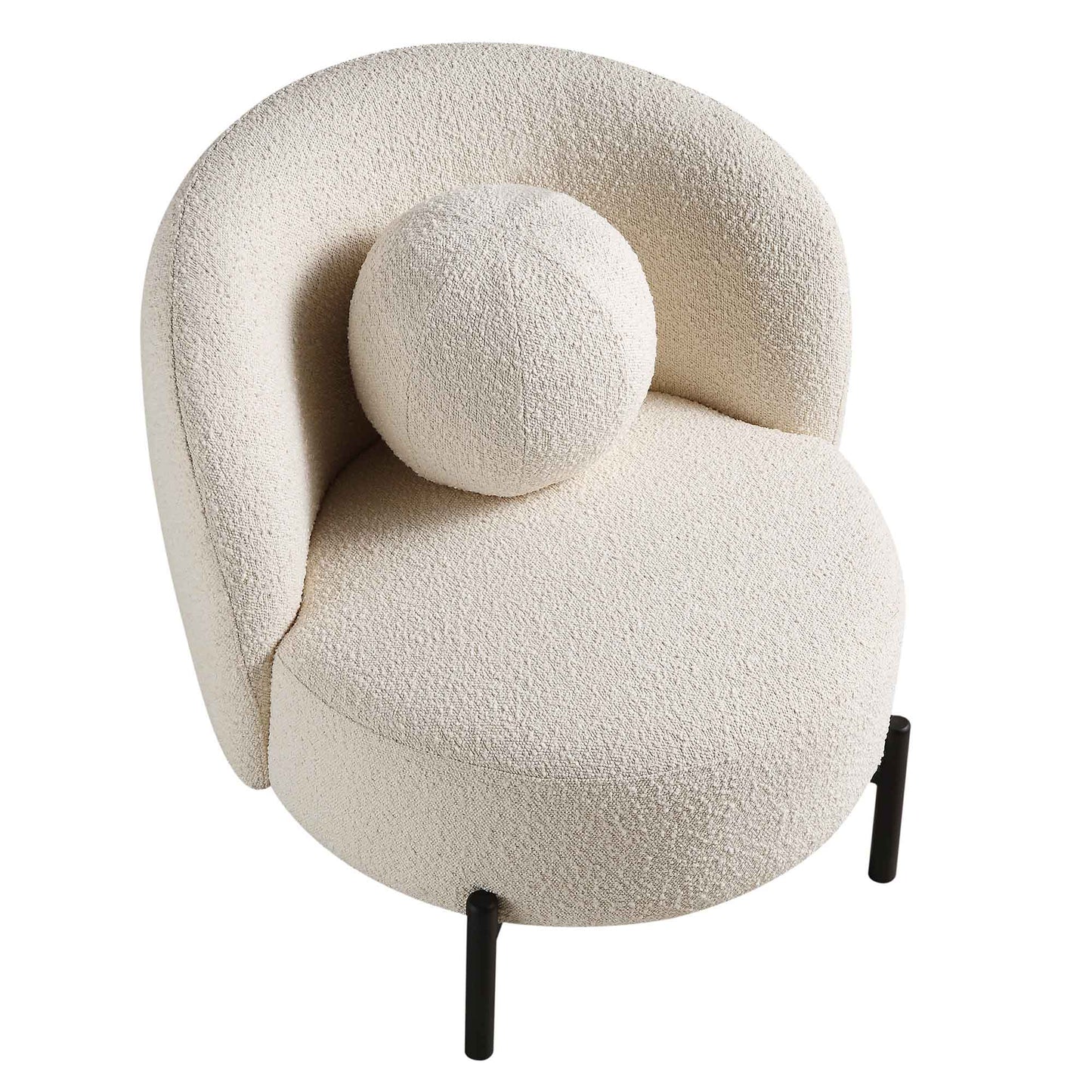 Fauteuil Amboise avec coussin boule, boucle écrue