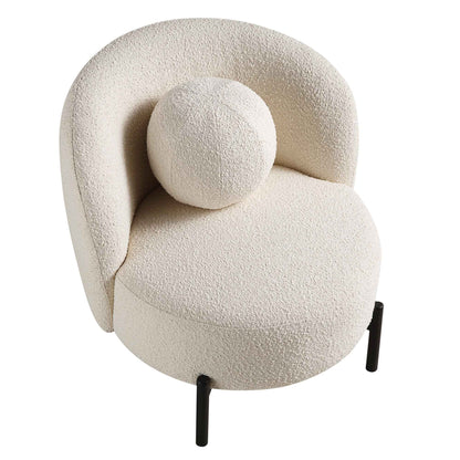 Fauteuil Amboise avec coussin boule, boucle écrue