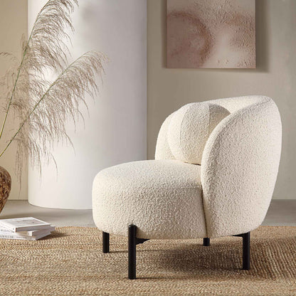 Fauteuil Amboise avec coussin boule, boucle écrue