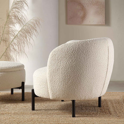 Fauteuil Amboise avec coussin boule, boucle écrue