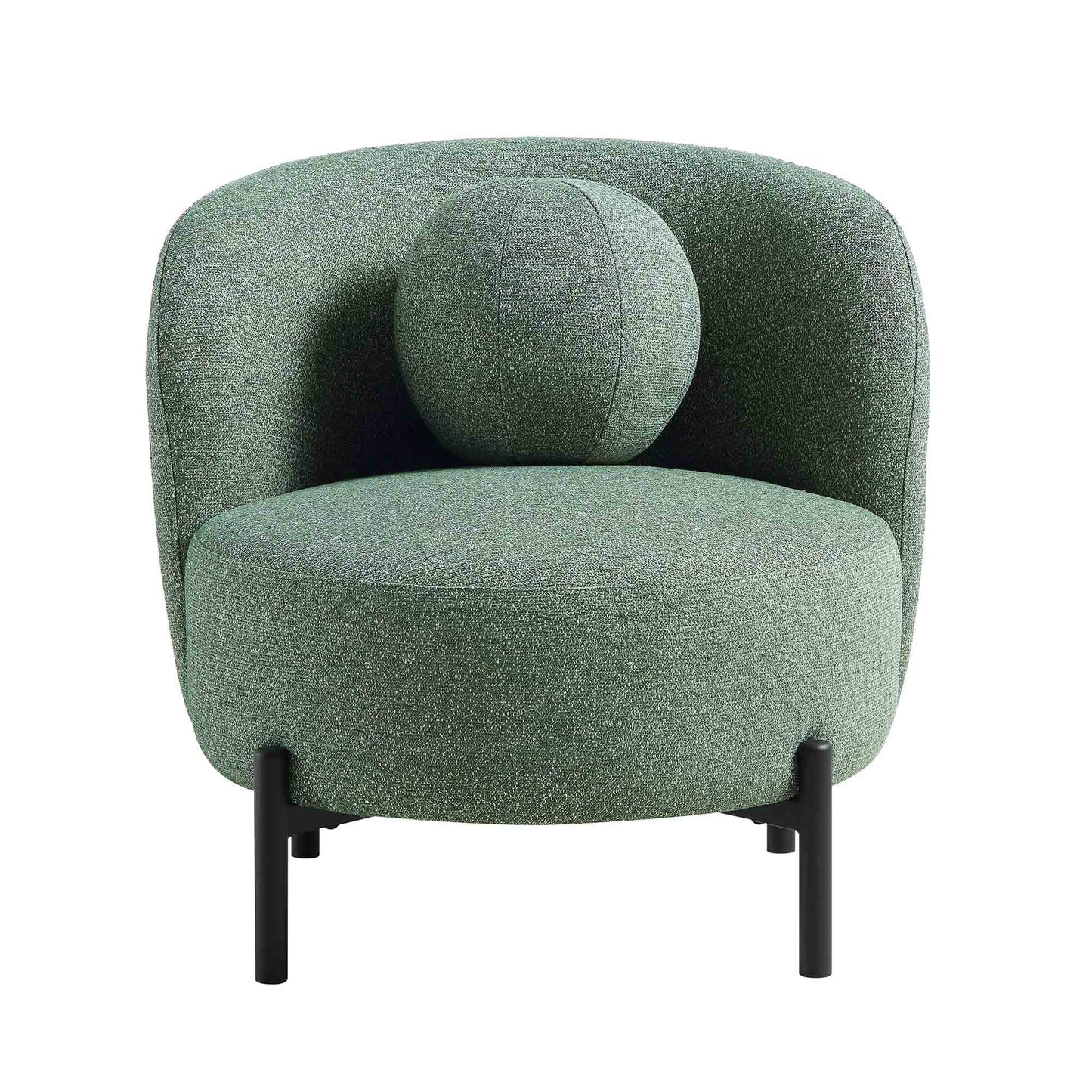 Fauteuil Amboise avec coussin boule, tissu texturé vert épicéa