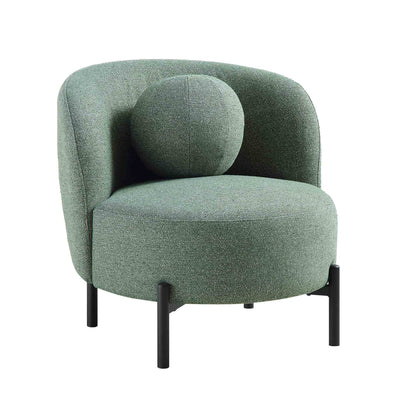 Fauteuil Amboise avec coussin boule, tissu texturé vert épicéa