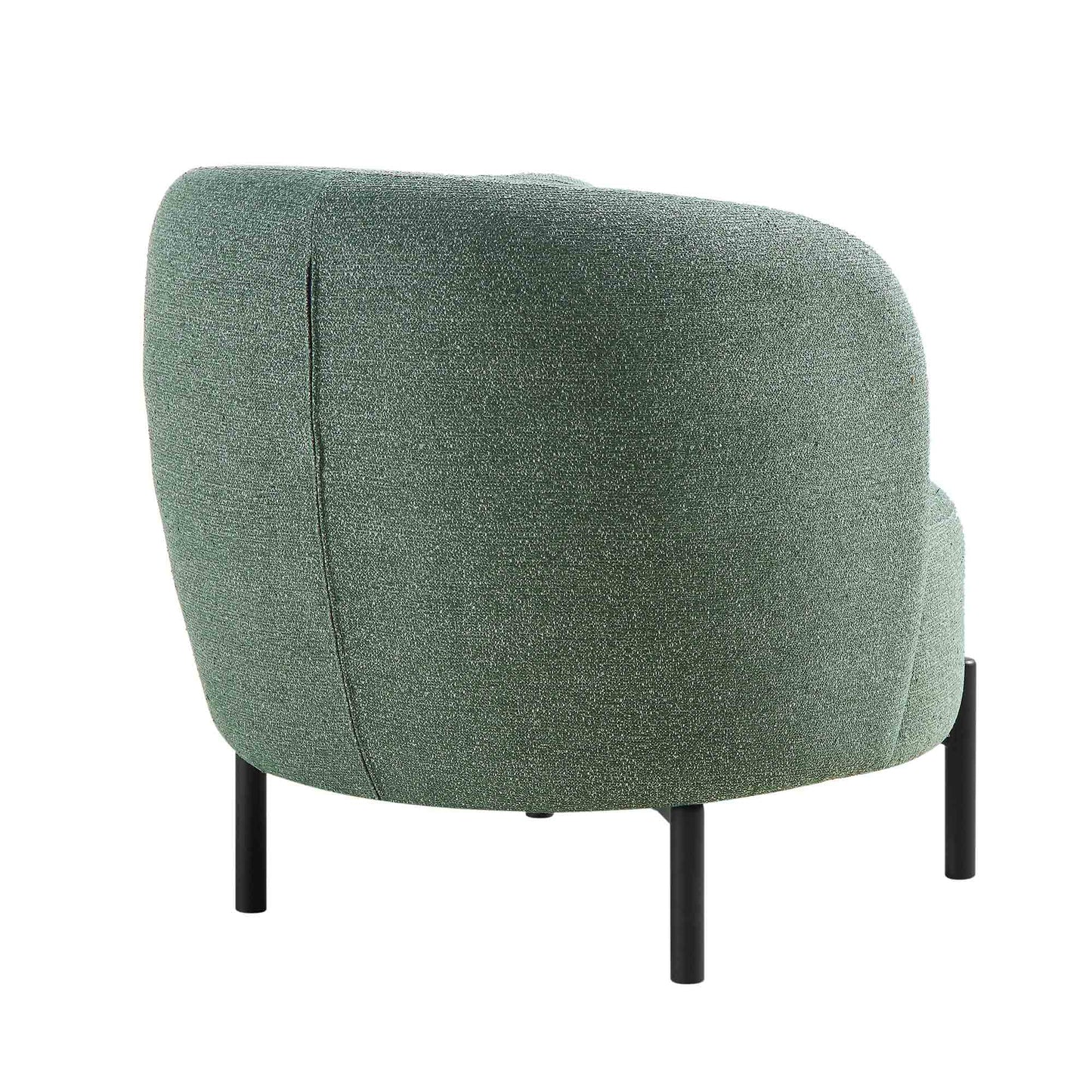 Fauteuil Amboise avec coussin boule, tissu texturé vert épicéa
