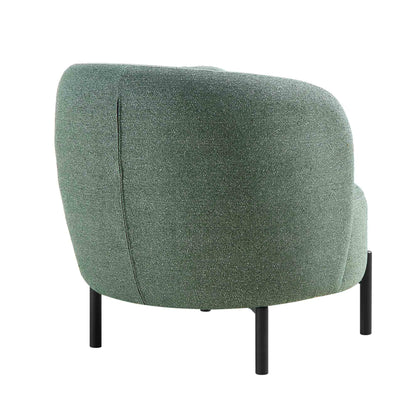 Fauteuil Amboise avec coussin boule, tissu texturé vert épicéa