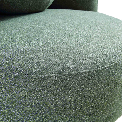 Fauteuil Amboise avec coussin boule, tissu texturé vert épicéa