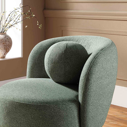 Fauteuil Amboise avec coussin boule, tissu texturé vert épicéa